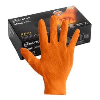 Ideall Grip Orange Nitrile Gloves (Pack of 50)
