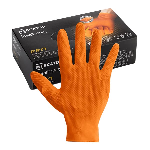 Ideall Grip Orange Nitrile Gloves (Pack of 50)
