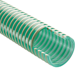 Green corrugated hose on a white background