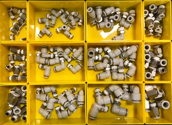 173 Piece Multi-Level Assortment Box of Pneumatic Push-In Fittings (KIT 3)