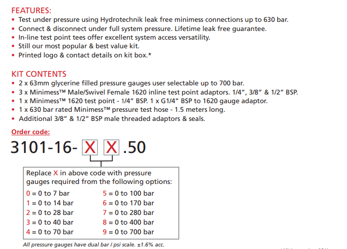 Minimess® BSP Hydraulic Pressure Test Kit | Buy Online